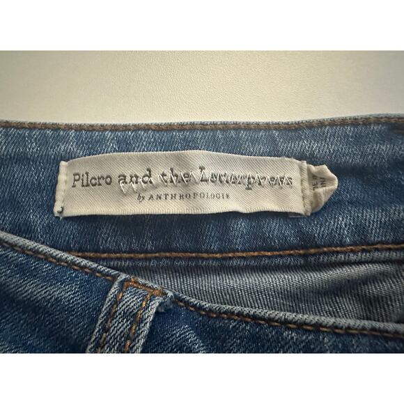 Pilcro & The Letterpress High Rise Flare Jeans Sz 28 Button Fly Cropped Stretchy - Picture 3 of 12